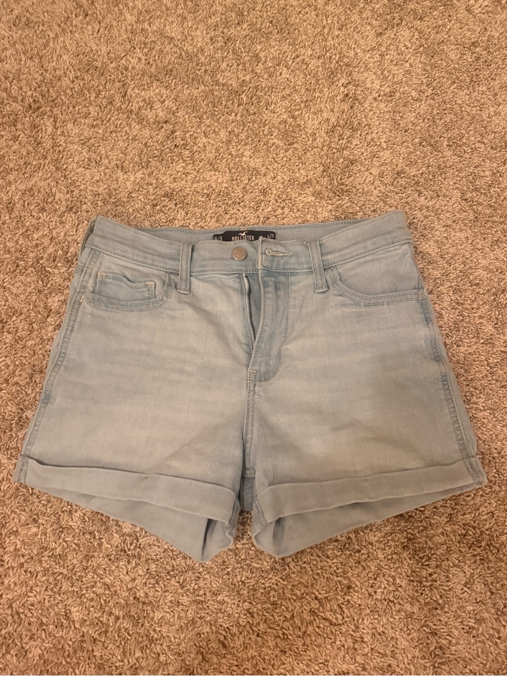 Hollister Light Wash Rolled-Hem Denim Shorts